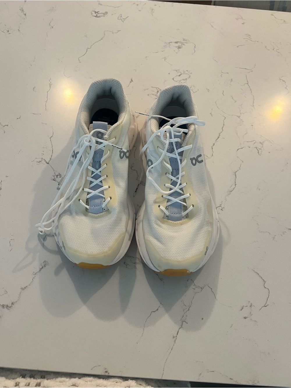On Running Kids White Sneakers with Gray and Yellow Accents